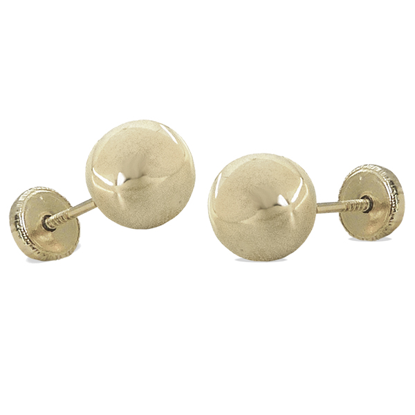Pendiente bola lisa brillo espejo 5mm. oro blanco 18k