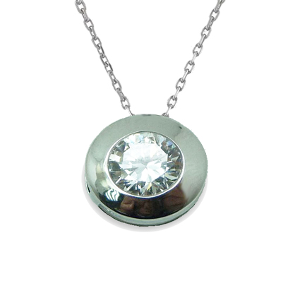 Gargantilla chatón con circonita de 4mm.oro blanco 18k