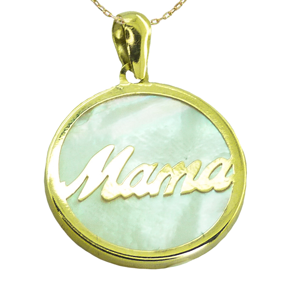 Gargantilla Mama fondo nácar 17mm. oro 18k