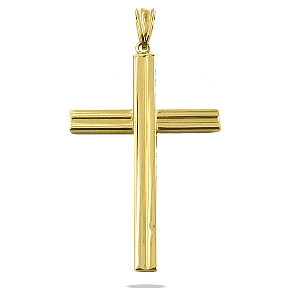 Colgante cruz sin cristo en brillo espejo oro 18k