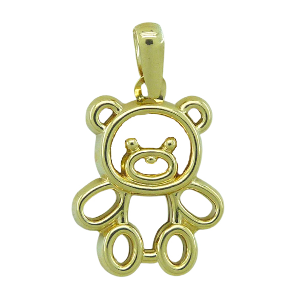 Colgante osito liso brillo calado oro 18k