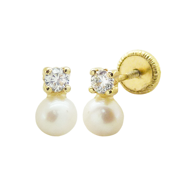 Pendientes garras medida 2mm y perla medida 3mm.oro 18k