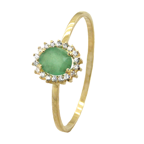 Sortija esmeralda oval y diamantes oro 18k