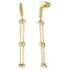 Pendientes barra cadenas y circonitas oro 18k
