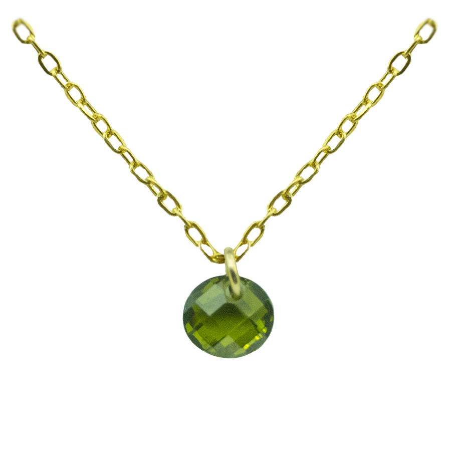 Gargantilla circonita color olivina oro 18k