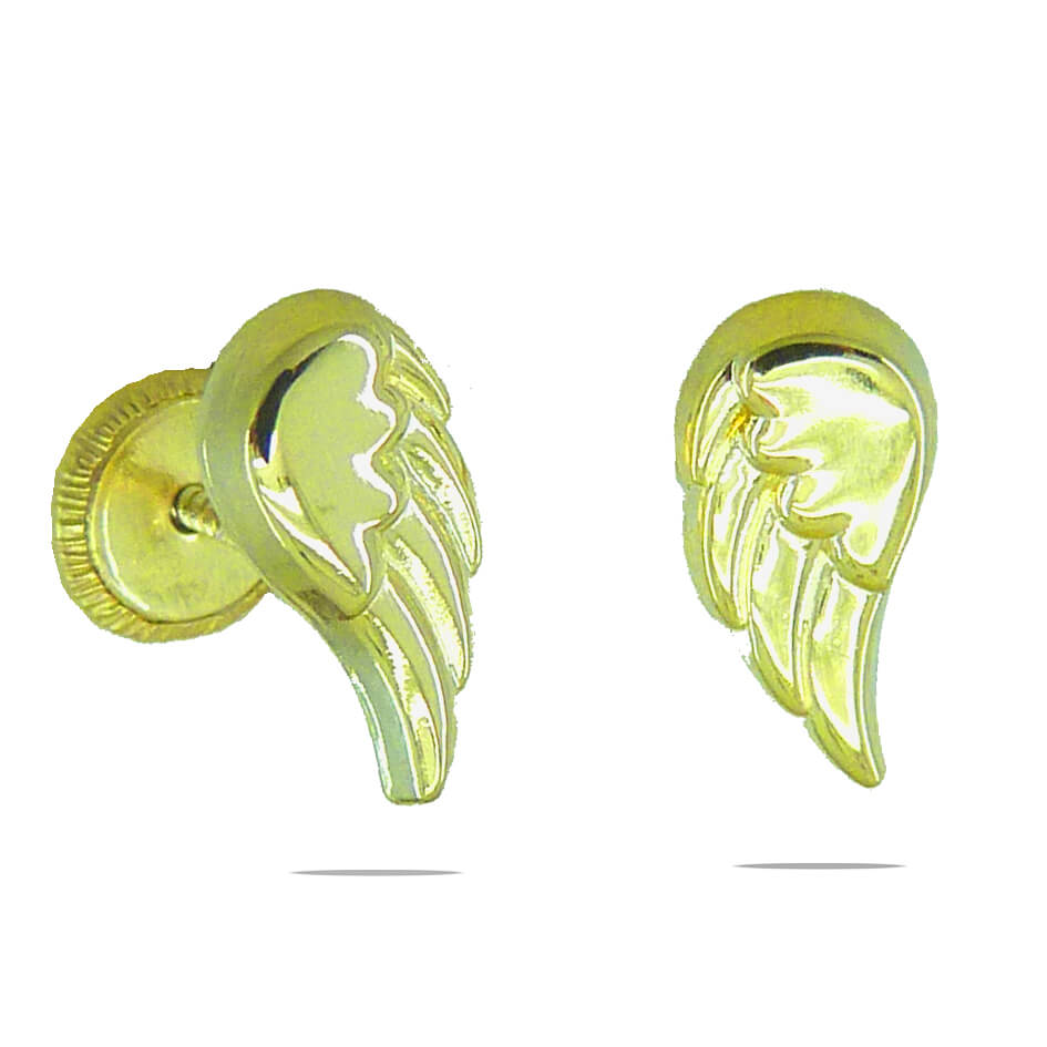 Pendientes con forma de alas en brillo oro 18k