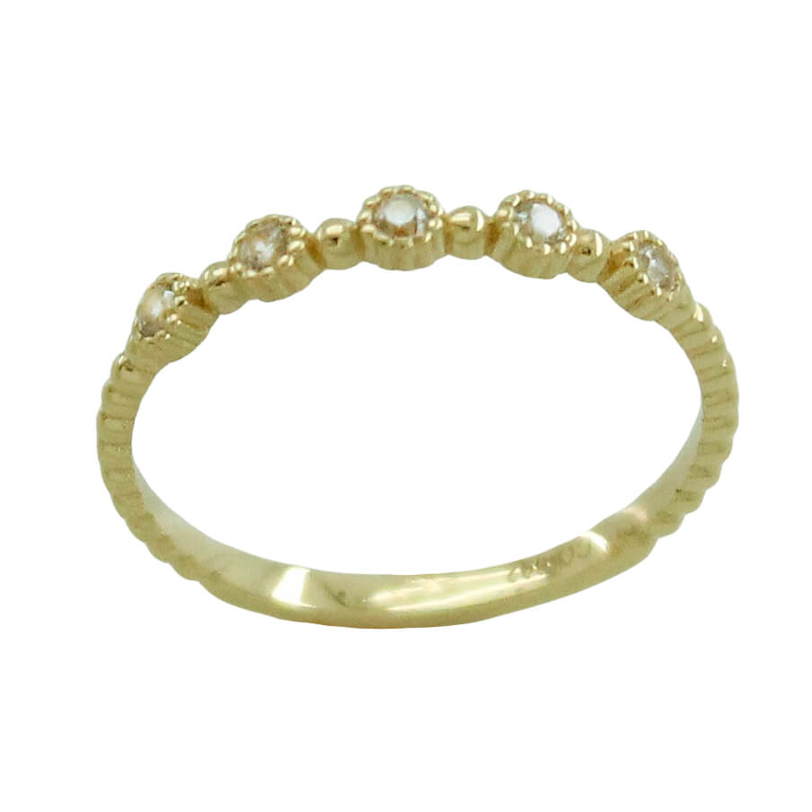 Sortija tallada 5 circonitas oro 18k