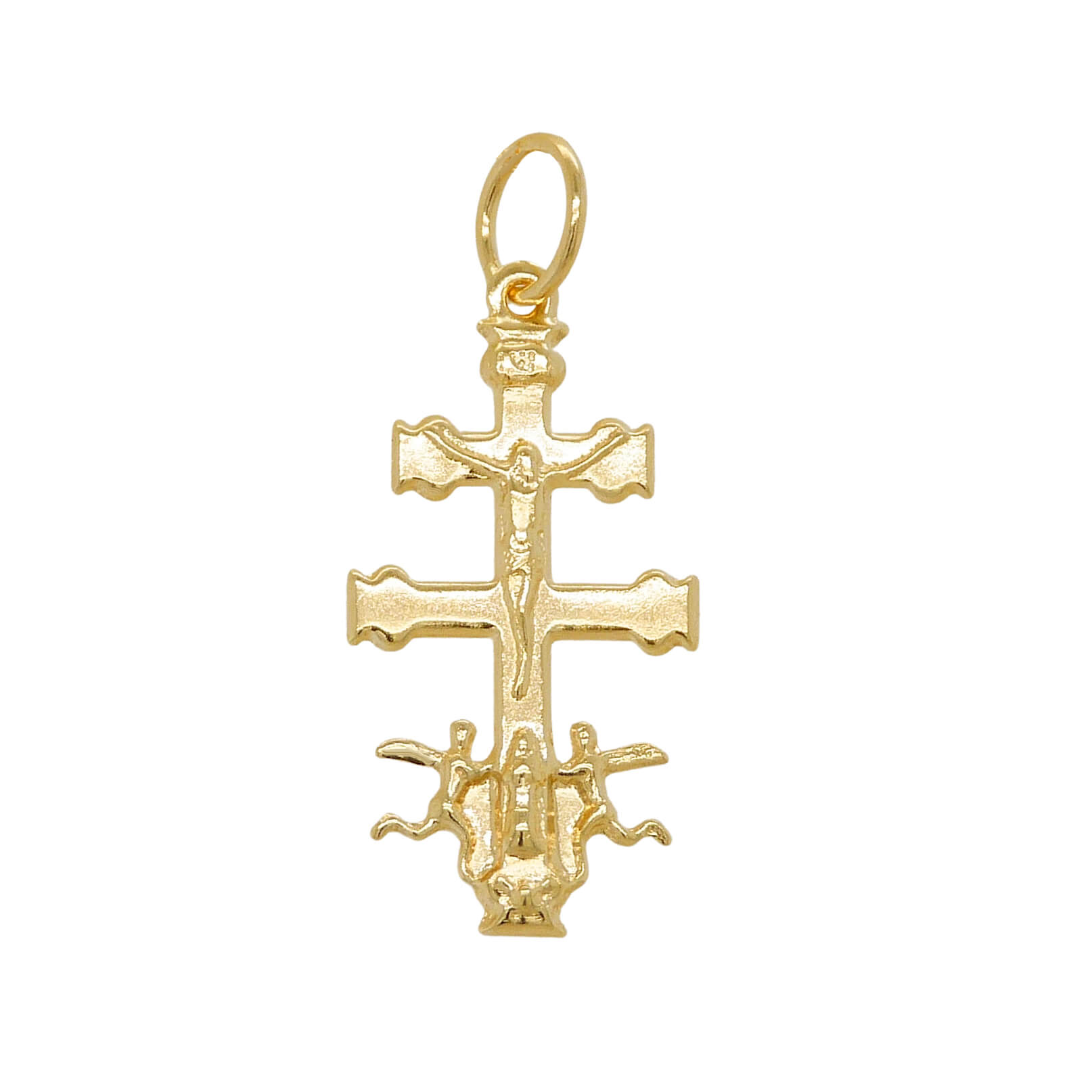 Colgante cruz de caravaca mediana oro 18k