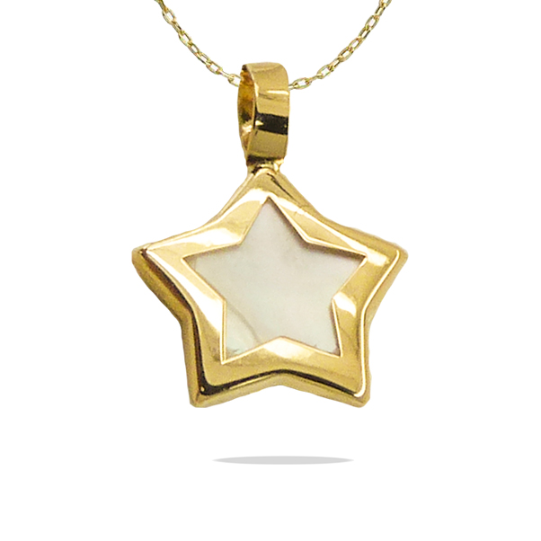Gargantilla estrella brillo con nácar 8mm. oro 18k