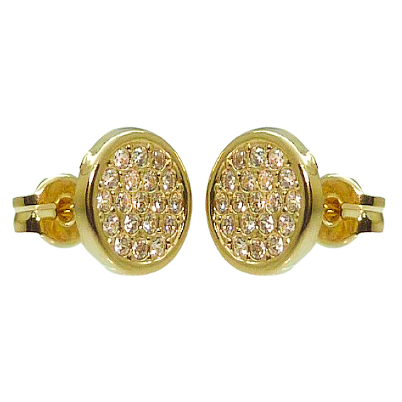 Pendientes redondos liso brillo circonitas 7mm. oro 18k
