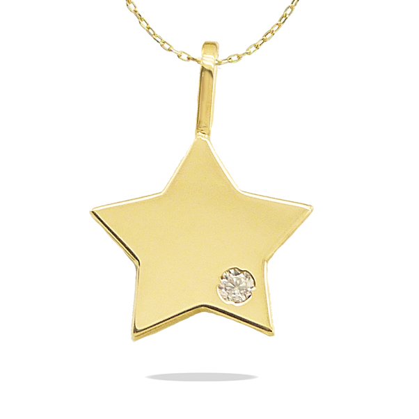 Gargantilla estrella lisa con circonita oro 18k