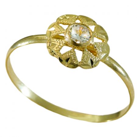 Anillo cubana con circonita oro 18k