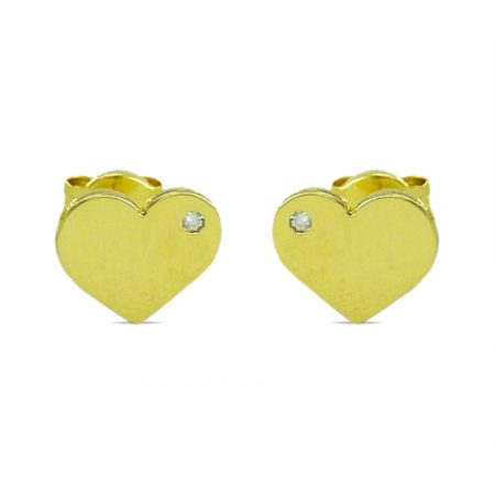 Pendientes corazón brillo y circonita 8'5mm. oro 18k