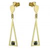 Pendiente triángulo gota y circonita negra 30mm oro 18k
