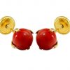 Pendientes bola color coral oro 18k