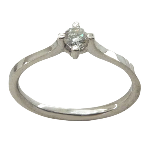 Anillo solitario 4 garras brillo con diamante oro blanco 18k