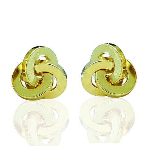 Pendientes tres circulos entrelazados en oro 18k