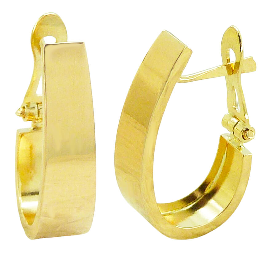 Pendientes medio aro brillo liso oro 18k