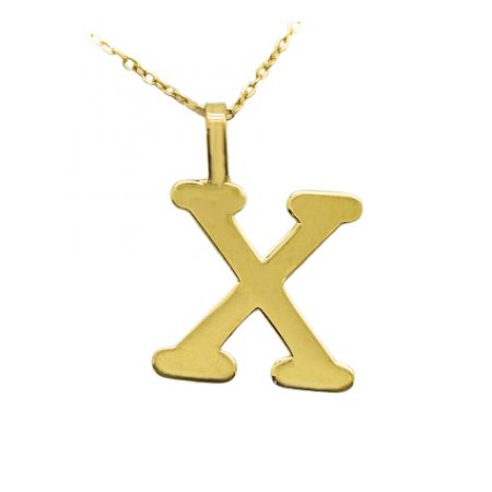 Gargantilla letra X lisa brillo oro 18k