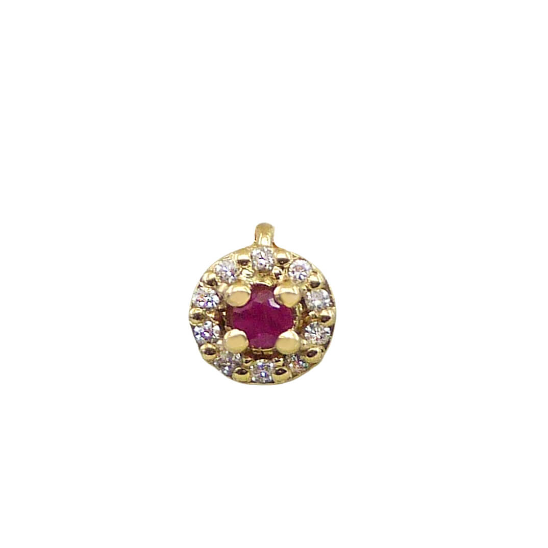 Colgante rubí y diamantes oro amarillo 18k