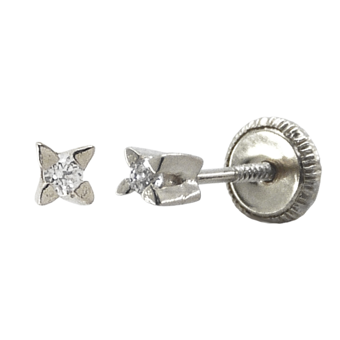 Pendientes garra cuchilla circonita de 1,7mm.oro blanco 18k