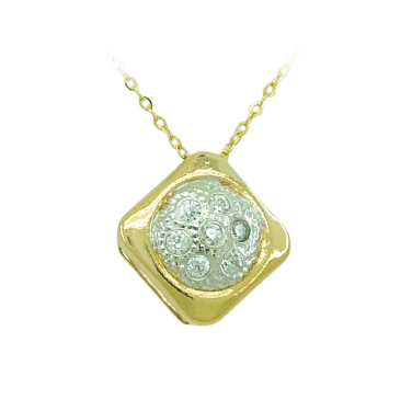 Gargantilla cuadrada 8x8mm. con circonitas oro 18k