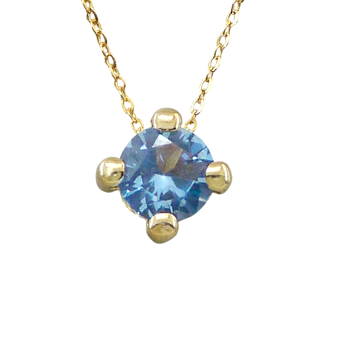 Gargantilla piedra azul 5mm. cuatro garras oro 18k