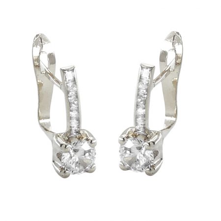 Pendientes garra y circonitas oro blanco 18k