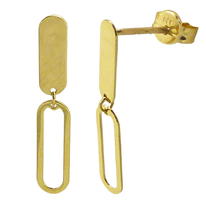 Pendientes chapa y eslabón oro 18k