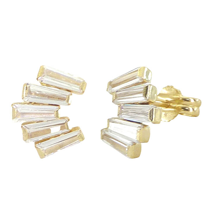 Pendientes escaladores circonitas carré oro 18k