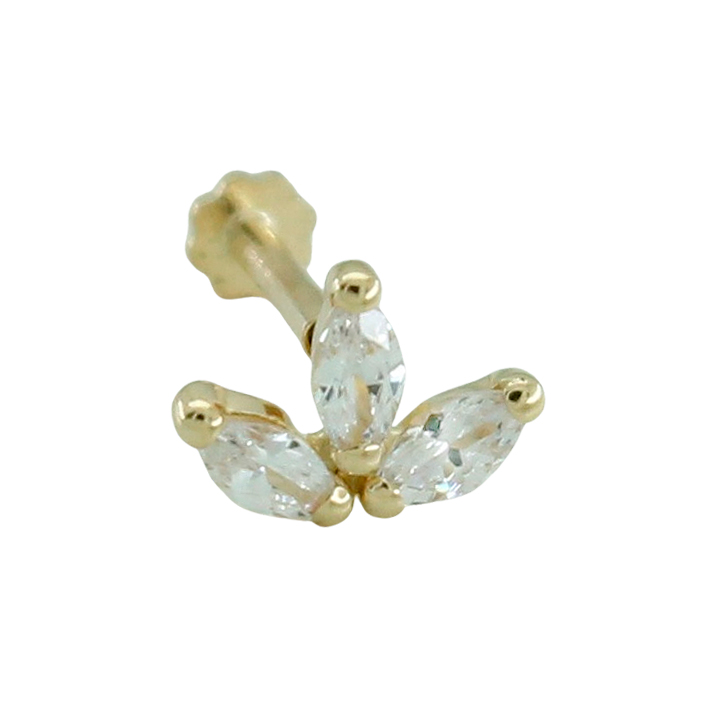 Piercing de oreja y nariz con circonitas oro 18k