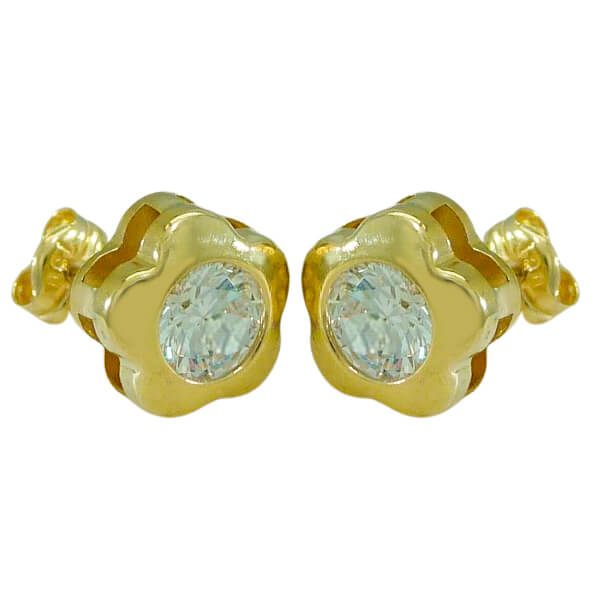Pendientes forma de flor con circonitas oro 18k