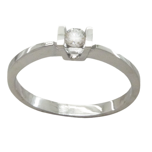 Anillo solitario brillo con diamante oro blanco 18k