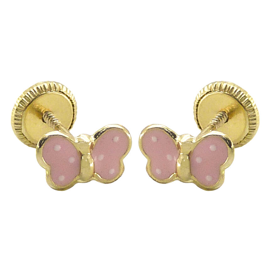 Pendientes mariposa esmalte oro 18k