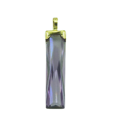 Colgante piedra rectangular color amatista 20x5mm. oro 18k