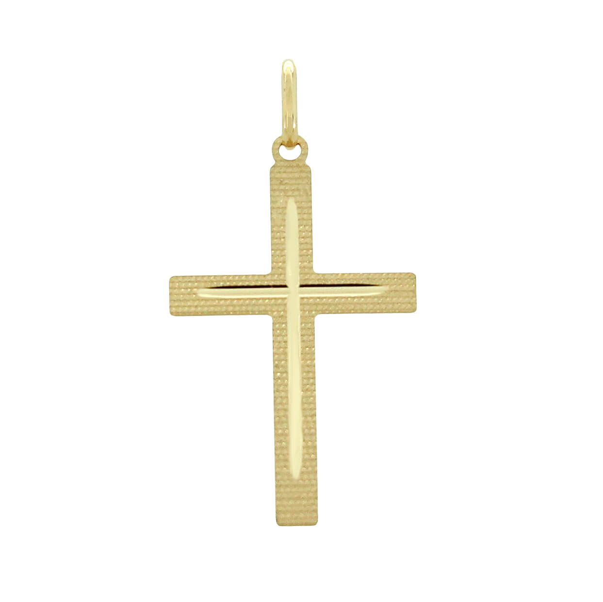 Cruz centro tallado brillo-mate oro 18k