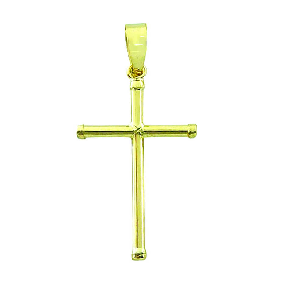 Colgante fino cruz de tubo 25x13x1'5mm. oro 18k