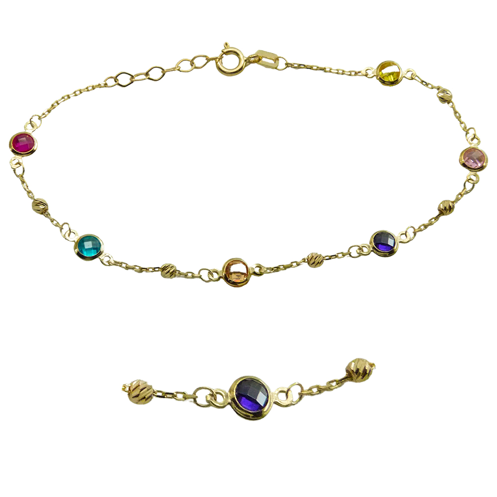 Pulsera con circonitas de color oro 18k
