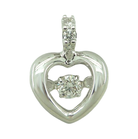 Colgante corazón calado con 4 diamantes oro blanco 18k