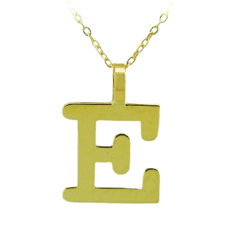 Gargantilla letra E lisa brillo oro 18k