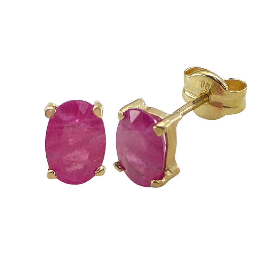 Pendientes garras con rubí oval 0.95 Ct. oro 18k