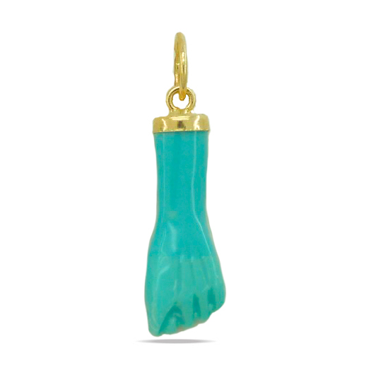 Colgante higa puño color turquesa oro 18k