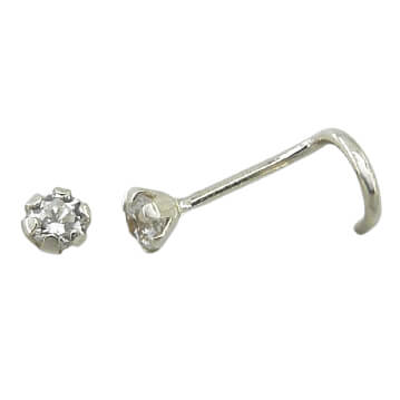 Piercing nariz con garras y circonita de 2mm. oro blanco 18k