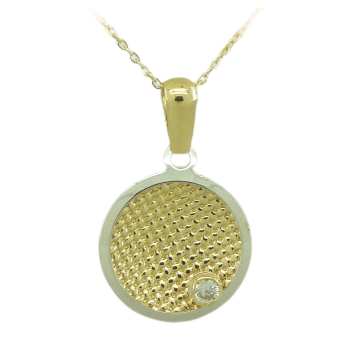 Gargantilla bicolor redonda tallada brillo con circonita oro 18k