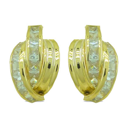 Pendientes bandas circonitas oro 18k