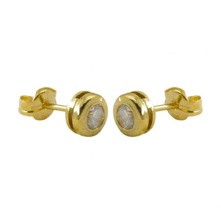 Pendientes chatón circonita de 3mm.oro 18k