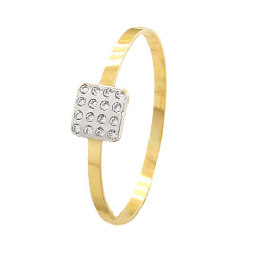 Anillo comunión motivo cuadrado con circonitas oro 18k