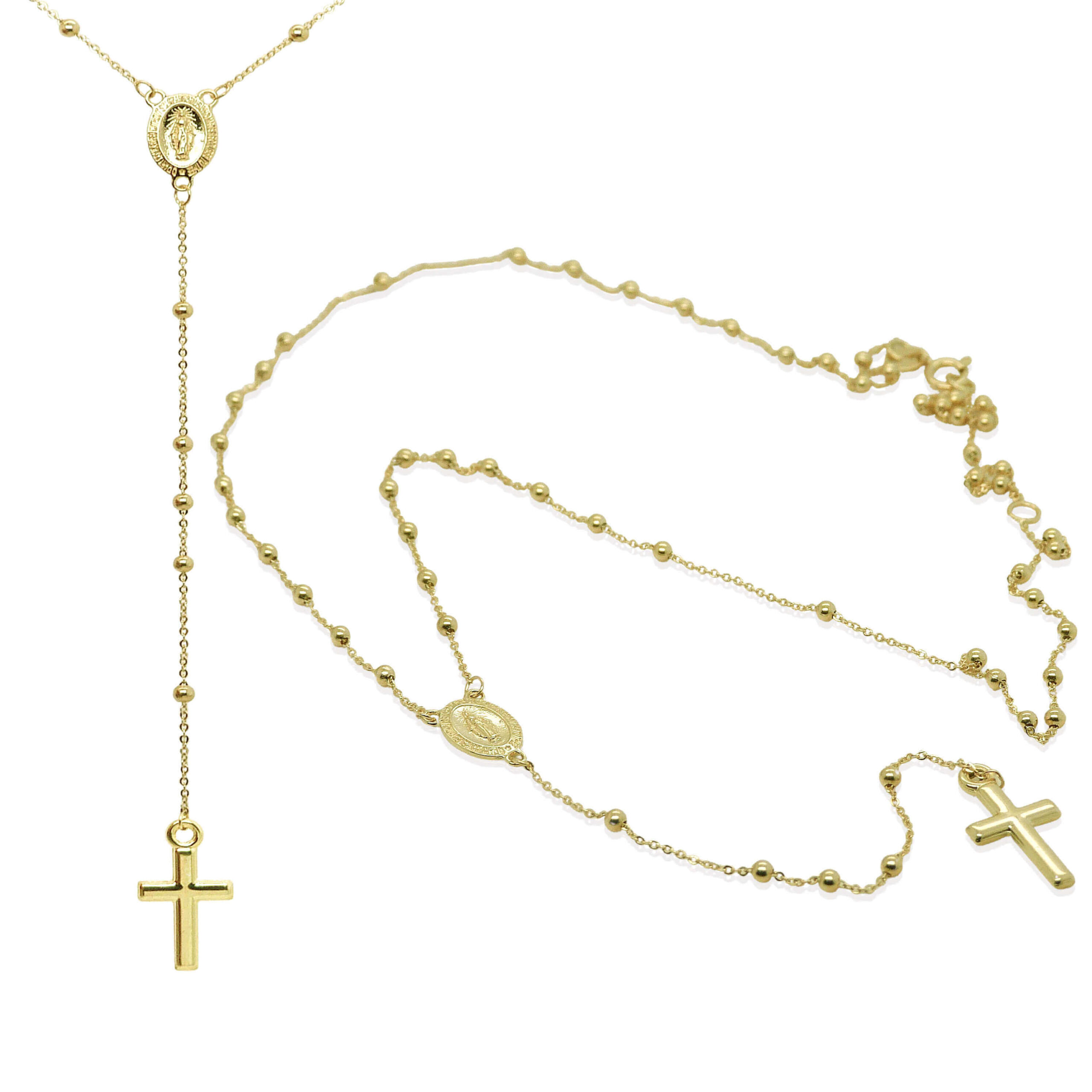 Rosario con cruz de 15x8mm. oro 18k
