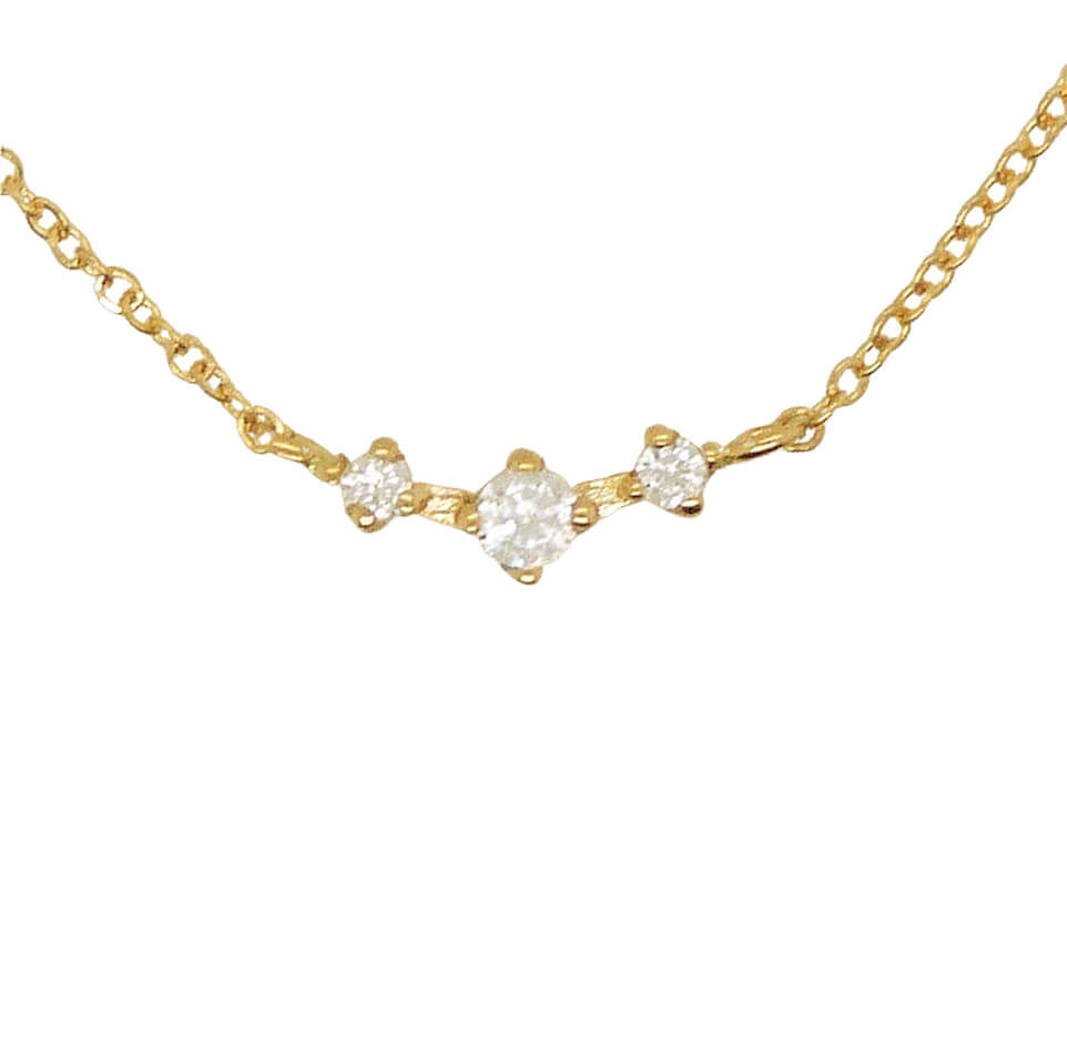 Gargantilla con 3 circonitas y garras oro 18k