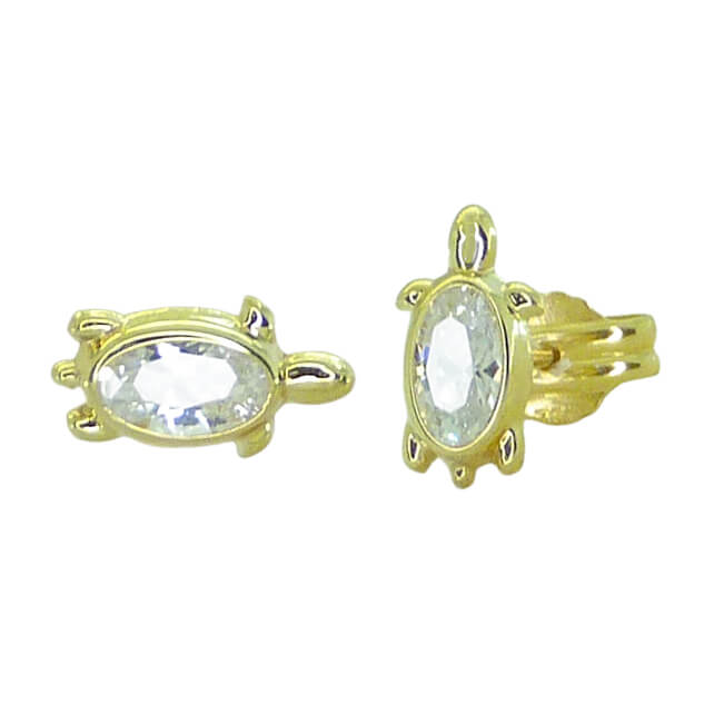 Pendientes tortuga con circonita oro 18k